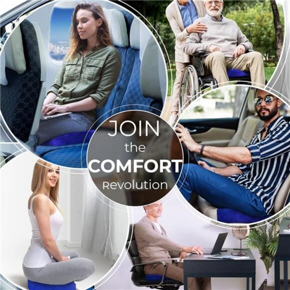 Everlasting Comfort Seat Cushion - Office Chair Cushions w/ 30% More Memory Foam - Picture 3 of 6